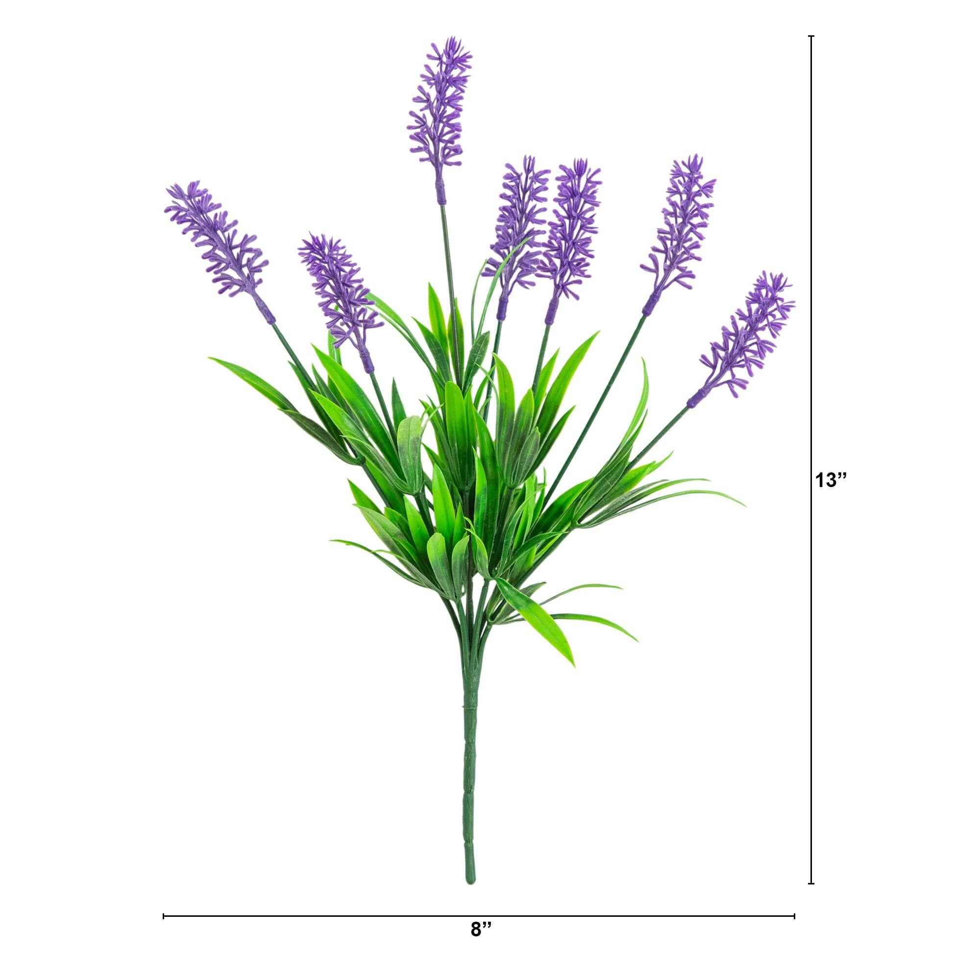 13" UV Resistant Artificial Flowering Mini Lavender Bushes, 12ct.